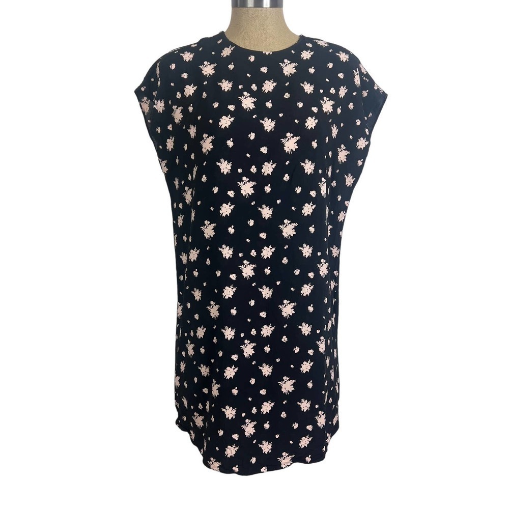 & Other Stories Navy Sheath‎ Dress with Pale Pink Floral Pattern SZ 8